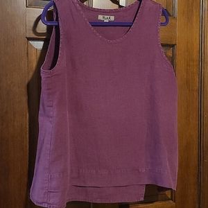 Flax 100% linen dark purple pull over tank